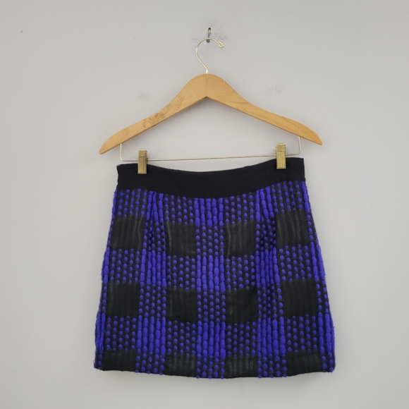Milly Wool Blend Mini Skirt Purple Black Sz 2 - Picture 2 of 8